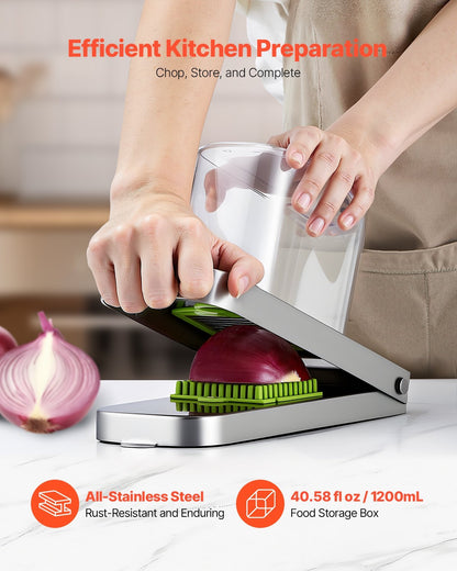 US Local Vegetable Chopper Food Veggie Cutter 3 Stainless Onion Slicer With Container