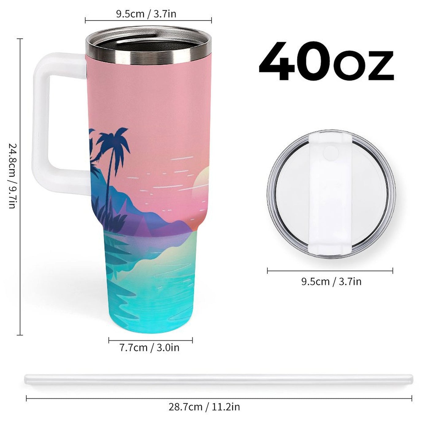 PHDT00512 POD US Local Tumbler 40oz Large Capacity Car Cup Island, Ocean