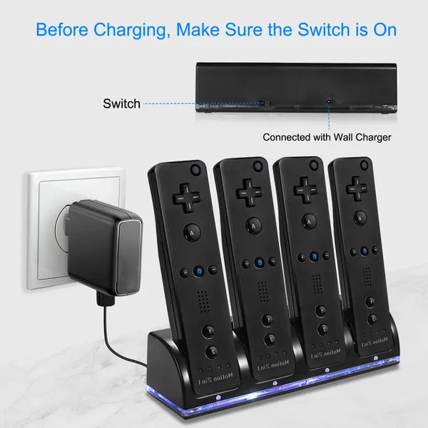 US Local 4 Remotes Charging Dock Game Controller Charger 2800mAh Rechargeable Battery Charging Stations