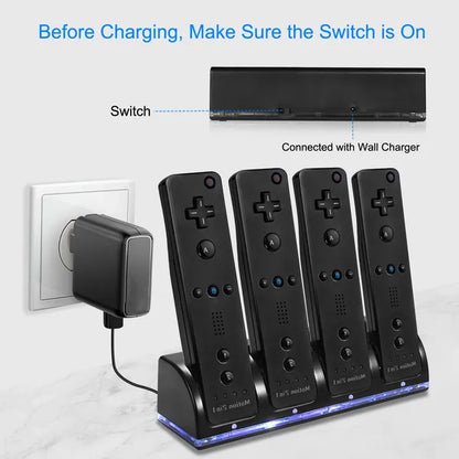 US Local 4 Remotes Charging Dock Game Controller Charger 2800mAh Rechargeable Battery Charging Stations