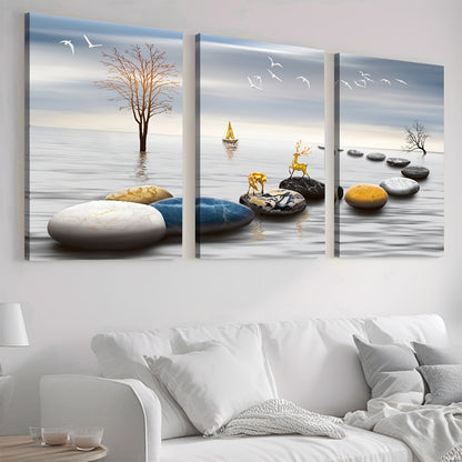 US Local Framed Oil Paintings And Posters, Ready To Hang, Featuring Lakes, Abstract Animals, And Landscapes For Home Decoration, Marble, Wall Art, Room Decor, And Home Wall Decoration. High-definition Printing