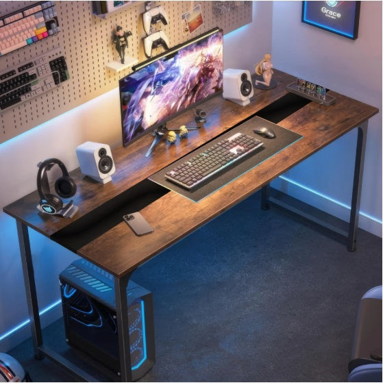 US Local Computer Desk Large Office Desk, 79.5 Inch Gaming Desk Writing Desk Work Desk For Home Office, Study, Modern Simple Wooden Desk, Large Legroom, Metal Frame