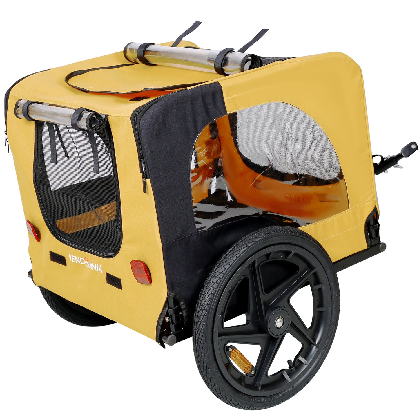 US Local Yellow Outdoor Heavy Duty Foldable Practical Pet Stroller Dog Carrier With Bicycle Tow