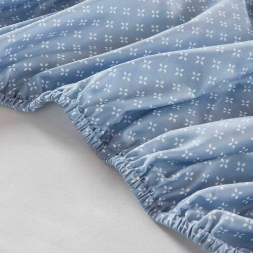US Local Floral Comforter Set With Bed Sheets Blue Queen