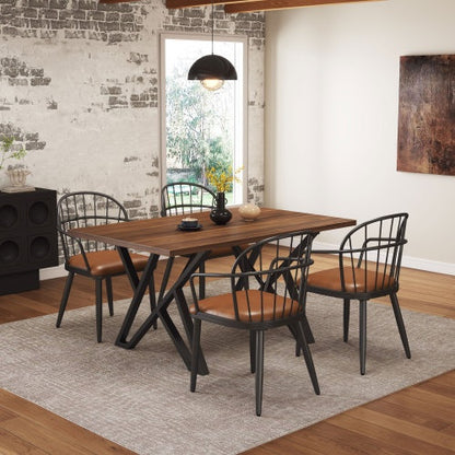 US Local Indoor Dining Table With Metal Legs,Walnut