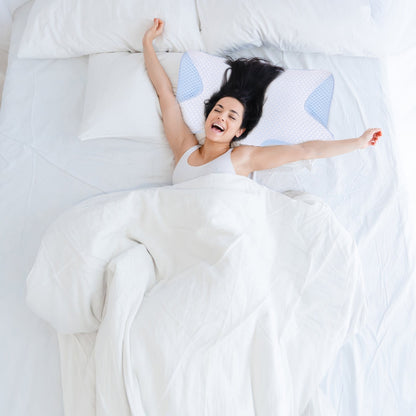 US Local 2 Pcs Memory Foam Pillow Neck Support Pillow For Pain Relief Sleeping Ergonomic Contour Orthopedic Support Side Back Stomach Sleeper