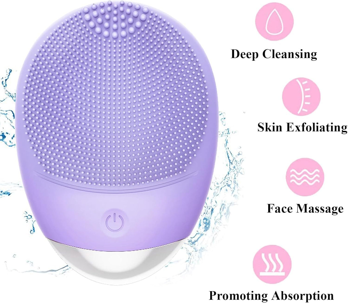 High Frequency Vibration Silicone Facial Cleansing Brush USB Rechargeable Electric Waterproof Silicone Facial Cleanser Thanksgiving Gift Christmas Gift Unisex