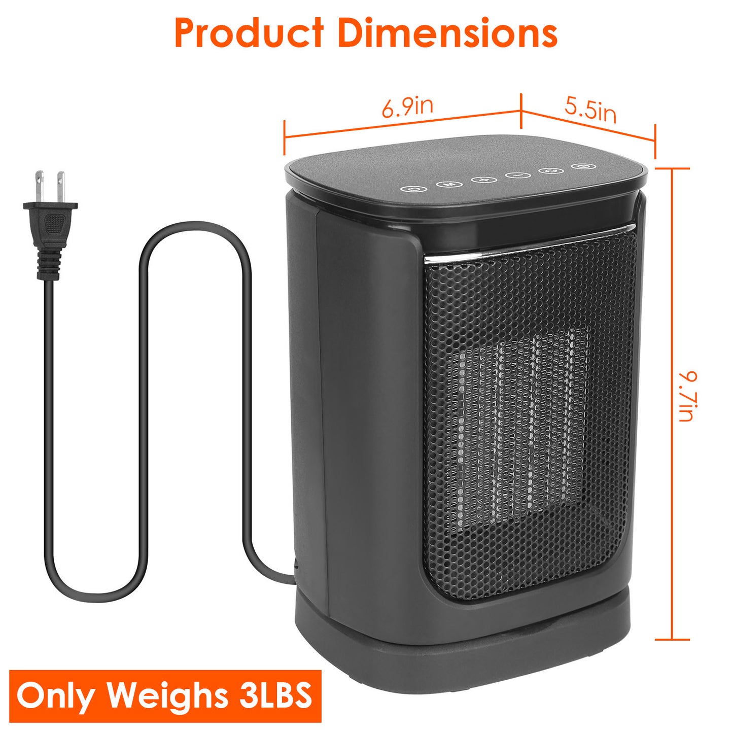 US Local 1500W Electric Space Heater Ceramic Heater Fan 90 Degree Oscillating Heating Fan With 3 Modes Remote Control Digital Display Tip-over Overheating Protection For Home Office