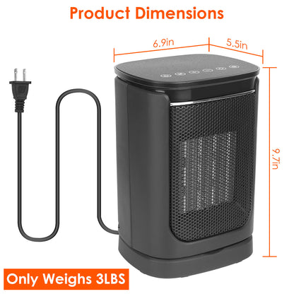 US Local 1500W Electric Space Heater Ceramic Heater Fan 90 Degree Oscillating Heating Fan With 3 Modes Remote Control Digital Display Tip-over Overheating Protection For Home Office