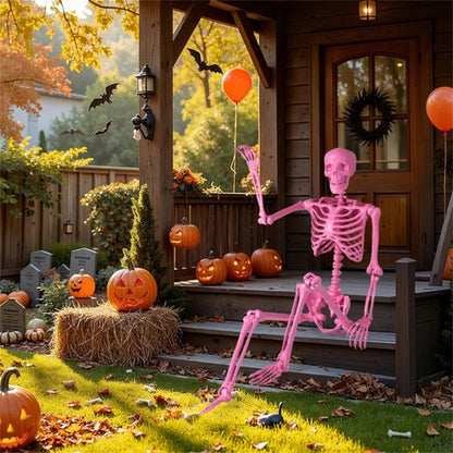US Local Halloween Skeleton Decor - No Assembly Needed, Integrated Hanging Rope, Playful-Spooky Vibe For Parties Yards