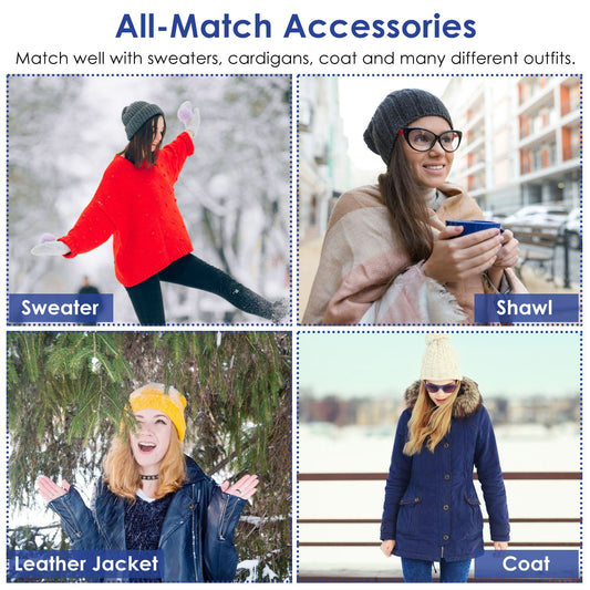 US Local 1 Set Winter Beanie Hat Scarf Set Women Warm Knitting Skull Cap Neck Warmer For Walking Running Hiking Camping Outdoors Gift