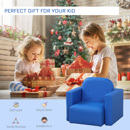 US Local Blue 2-in-1 Kids Sofa And Table Chair Set Convertible Toddler Lounge Multifunctional Armrest Chair For Play