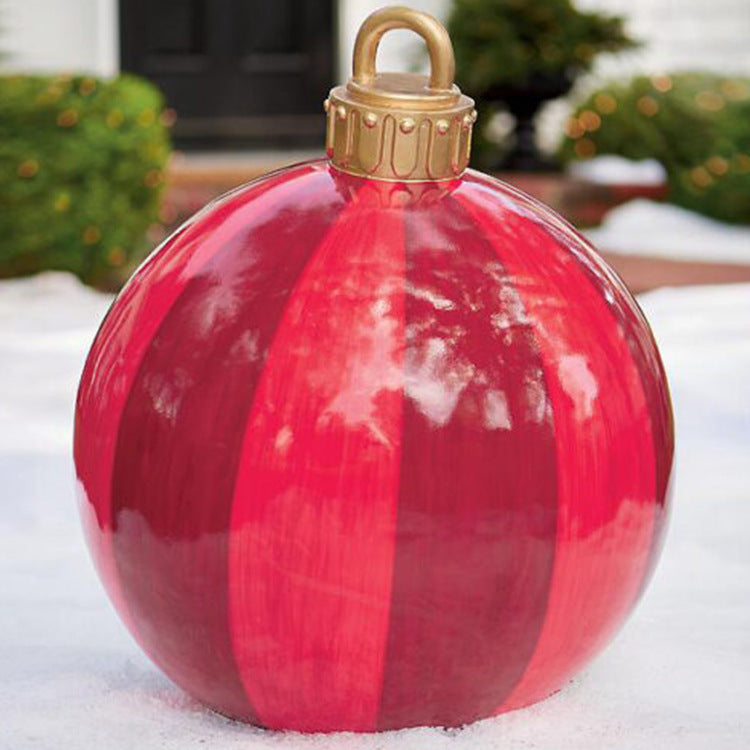 US Local Christmas Ornament Ball Outdoor Pvc 60CM Inflatable Decorated Ball PVC Giant Big Large Balls Xmas Tree Decorations Toy Ball