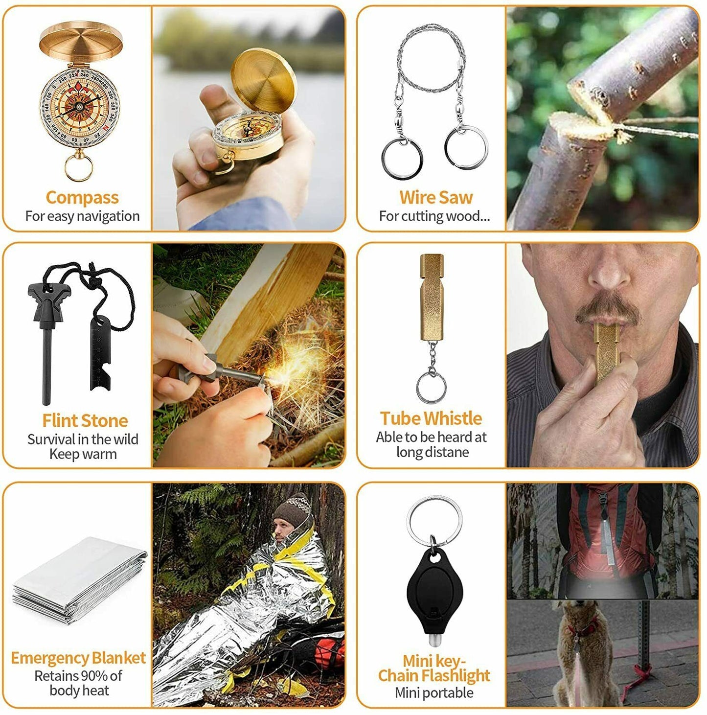 US Local 14-In-1 Outdoor Emergency Survival Kit Camping Hiking Tactical Gear Case Set Box