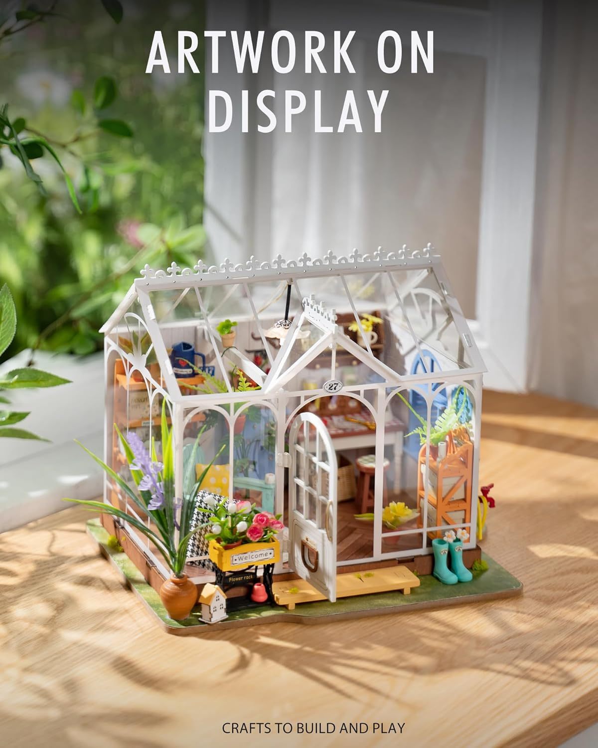 US Local ROBOTIME Rolife Mengyu Flower Minature House DIY Building Toys With LED Light For Gifts DG163