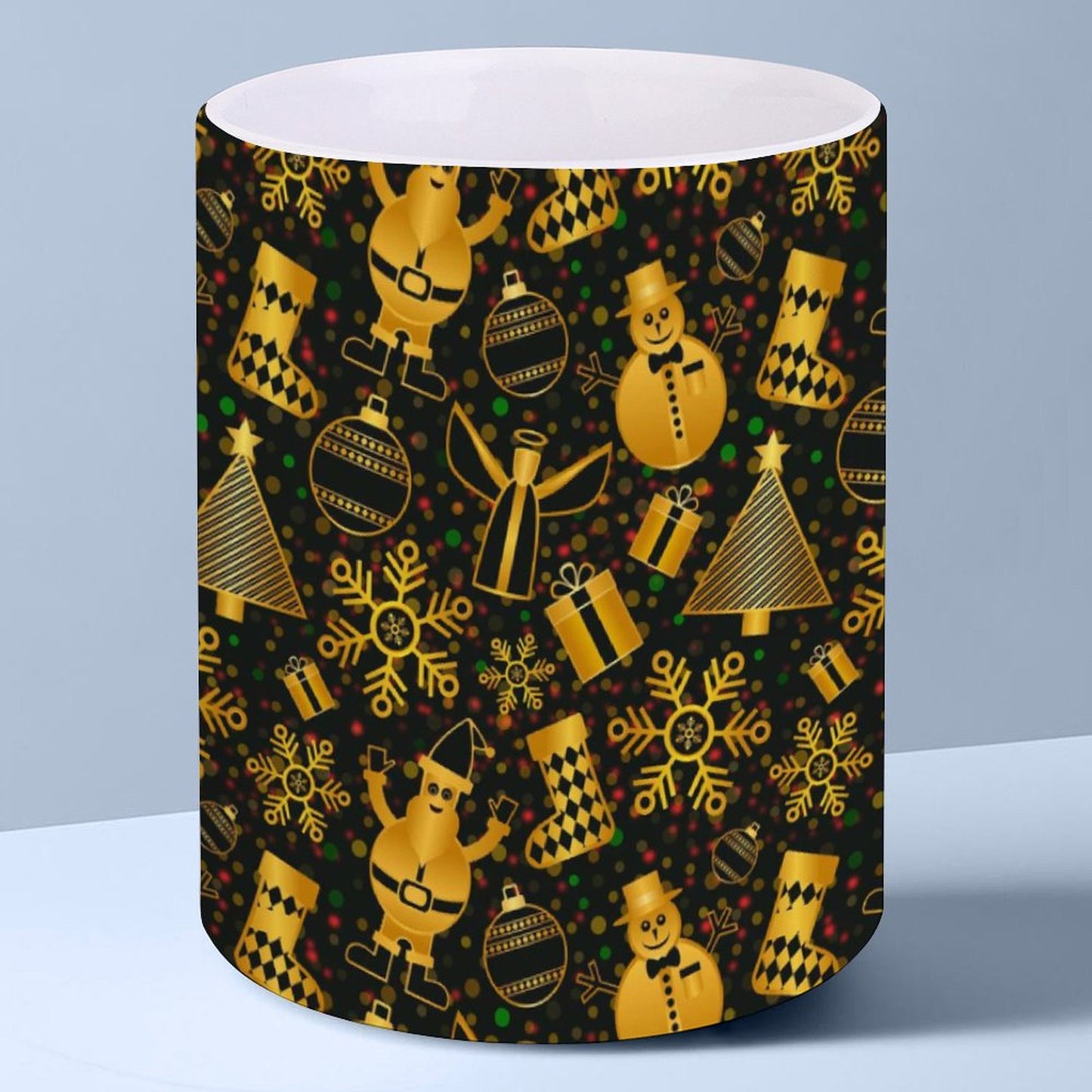 POD US Local White mug with full print, Christmas Black Gold 0049