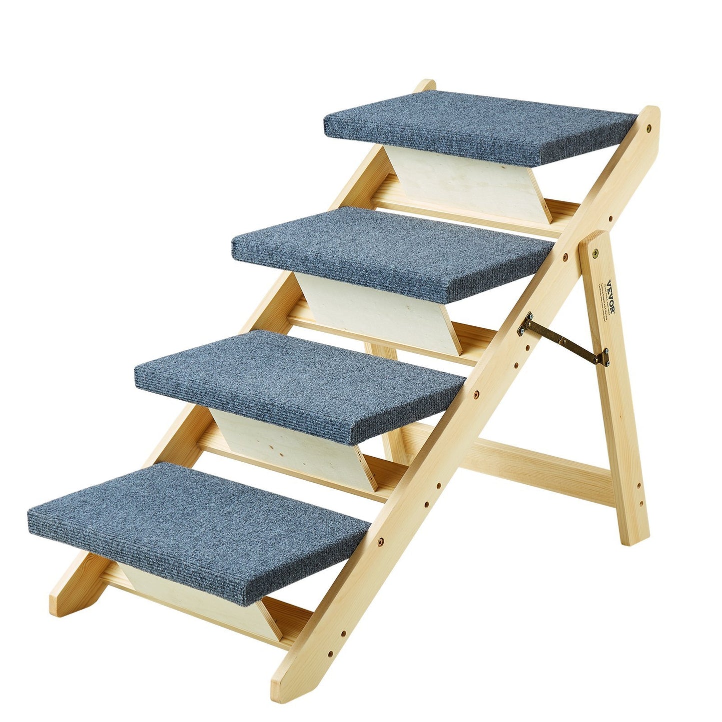 Wood Pet Stairs Pet Steps, 2-in-1 Foldable Wooden Dog Stair For Beds, Sofa And Cars, Dog Stairs & Ramp With 4 Steps For Small Medium Large Pet, Up To 150 Lbs