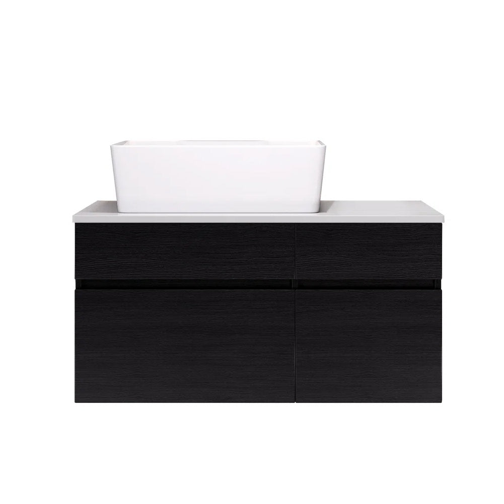 US Local 31.5 Inches Wall Mounted Single Bathroom Vanity With Engineered Stone Top