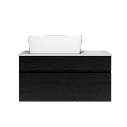 US Local 31.5 Inches Wall Mounted Single Bathroom Vanity With Engineered Stone Top