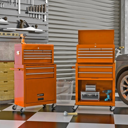 US Local High Capacity Rolling Tool Chest With Wheels And Drawers, 8-Drawer Tool Storage Cabinet--ORANGE