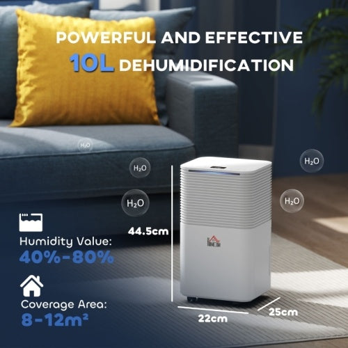 UK Local HOMCOM 10LDay 2000ML Portable Quiet Dehumidifier For Home Laundry Room Bedroom Basement, Electric  Air De-Humidifier With 3 Modes