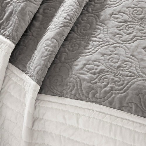 US Local 7 Piece Quilt Set With Euro Shams And Throw Pillows Beige FullQueen