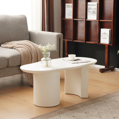 UK Local White Wooden Painted Coffee Table Abstract Cloud Shaped,Irregular White Coffee Table, Tea Table End Table, Modern Coffee Table, For Living Room Furniture, Easy Assembly