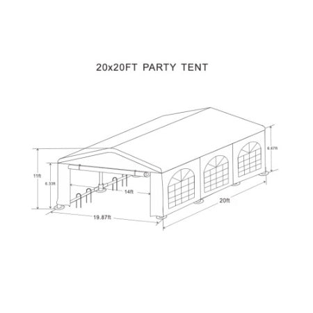 US Local 20x20 Feet Party Tent Heavy Duty Marquee Canopy Outdoor Wedding Tent Carport Events Shelter Tent For Parties BBQ With Storgae Carry Bags