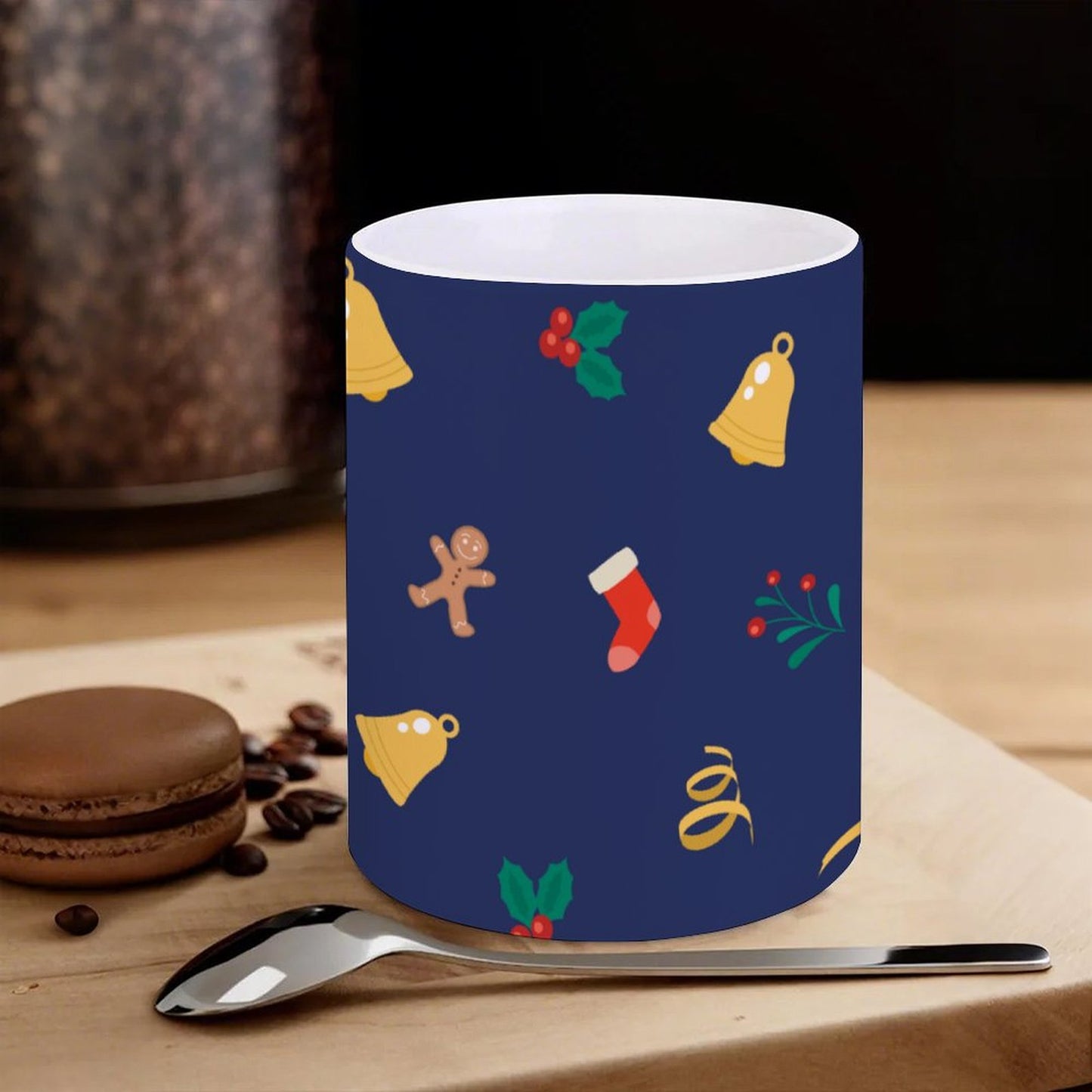 POD US Local White mug with full print, Merry Christmas Blue 0018