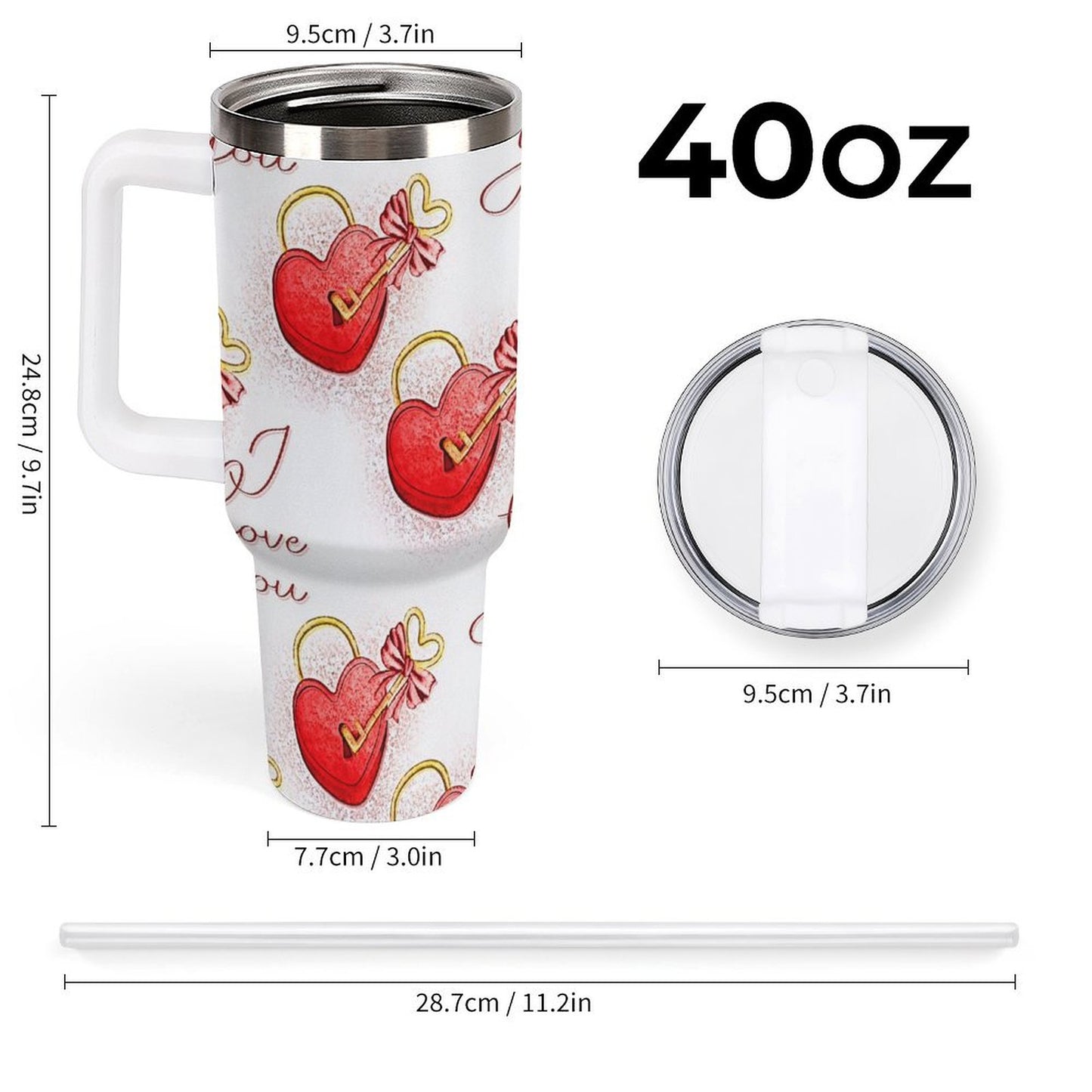 PHDT00525 POD US Local Tumbler 40oz Large Capacity Car Cup Love, Shrink, Key, Love