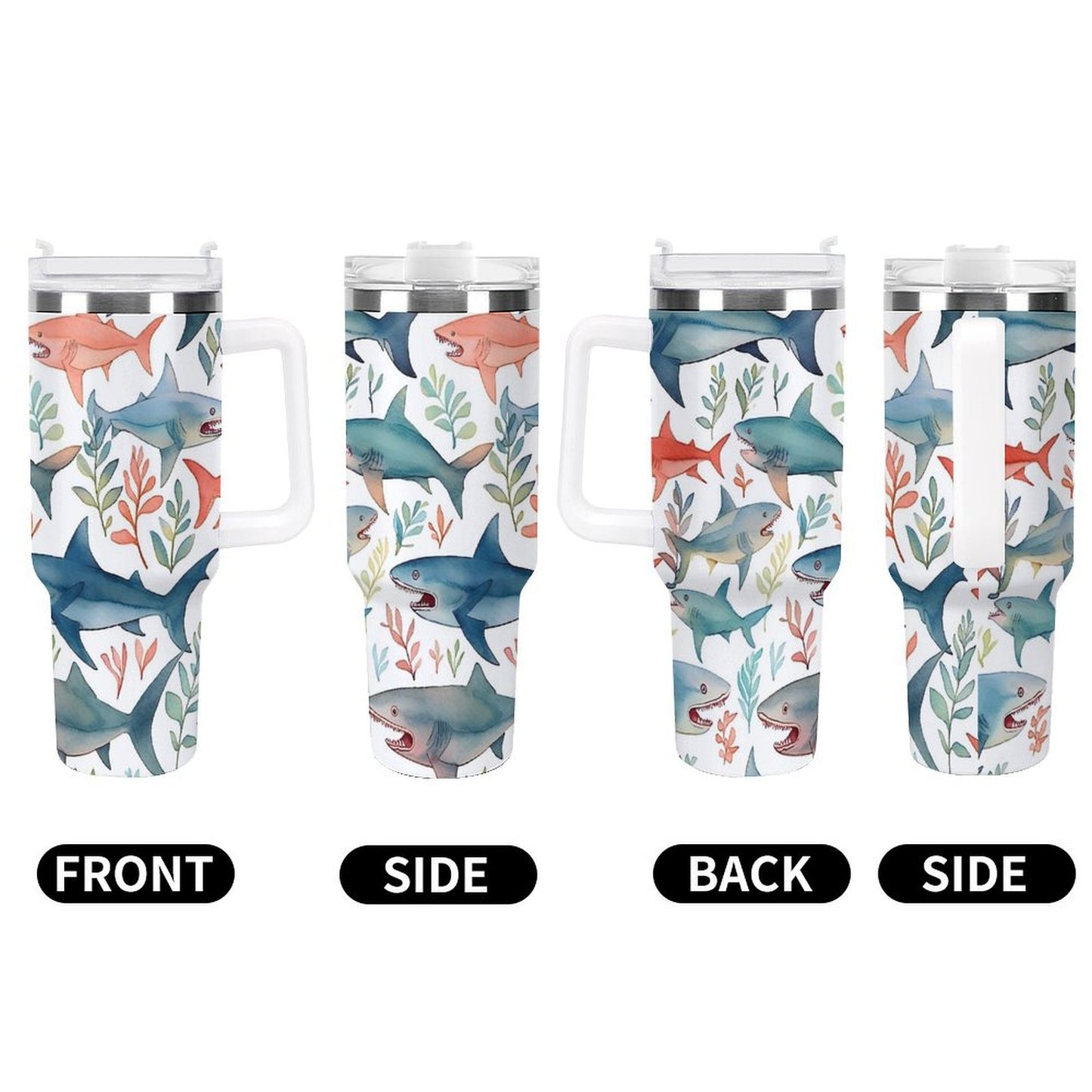 PHDT00215 POD US Local Tumbler 40oz Large Capacity Car Cup Ocean Shark