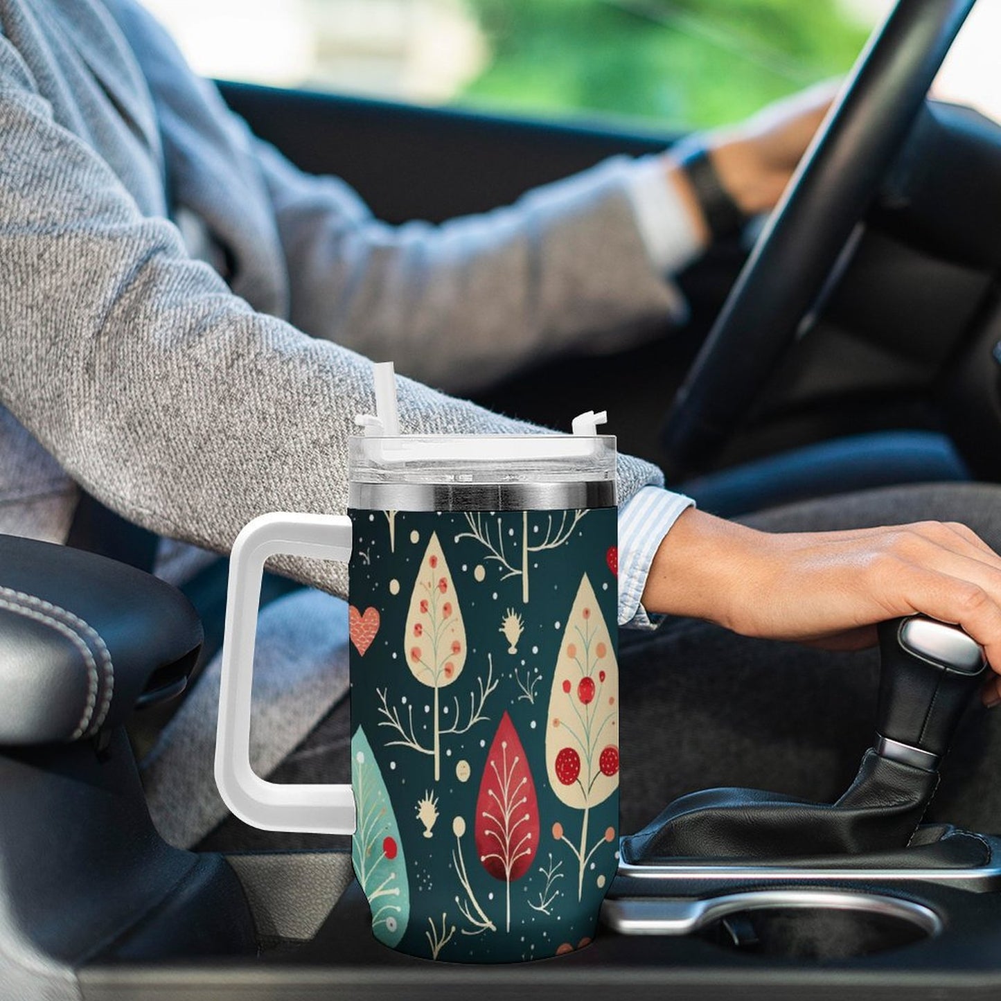 PHDT00469 POD US Local Tumbler 40 oz Large Capacity Car Cup Vintage, Floral