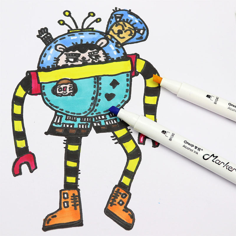 US Local Master Double-headed Marker Art Brush Painting Set Oily 48-color Animation Hand-painting