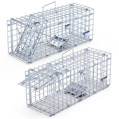 US Local 2Pcs Foldable Rat Trap Cage Humane Live Rodent Trap Cage Galvanized