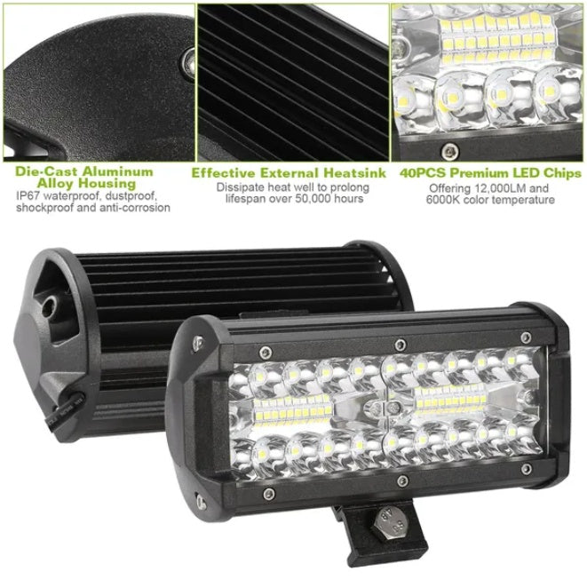 US Local 7in LED Light Bar 120W 12000LM LED Work Light