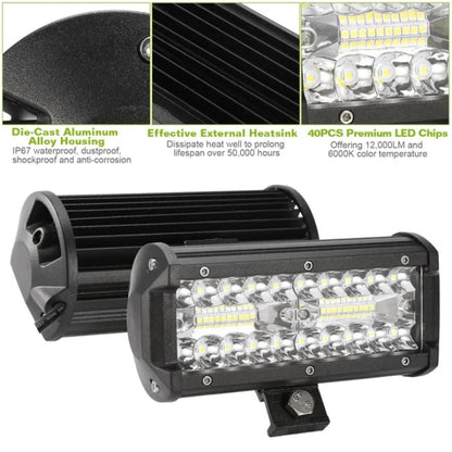 US Local 7in LED Light Bar 120W 12000LM LED Work Light