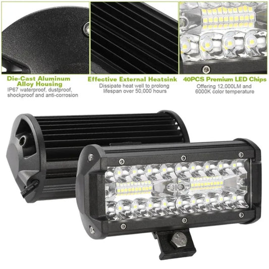 US Local 7in LED Light Bar 120W 12000LM LED Work Light