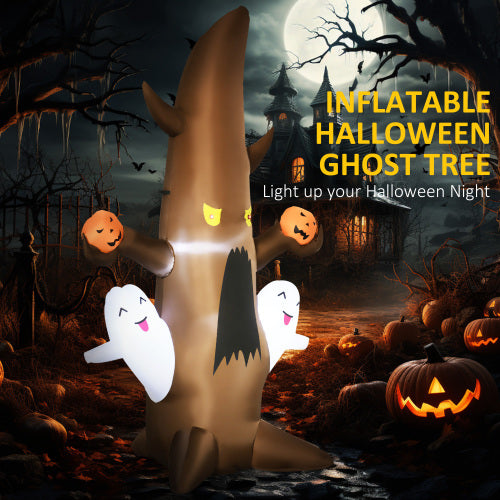 5 Halloween Inflatables Outdoor Decorations Ghost Tree With Pumpkins, Blow-Up LED Yard Decor Indoor Outdoor For Garden, Lawn, Party, Holiday