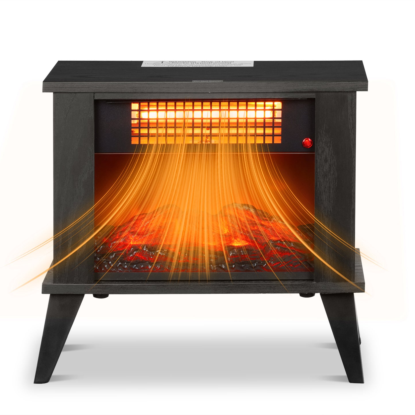 US Local ZOKOP HT1287B 120V 1000W 15in Fireplace Black Wood Free-standing - Quartz Tube - 2nd Gear Temperature Control - With Fake Firewood  - Single Color