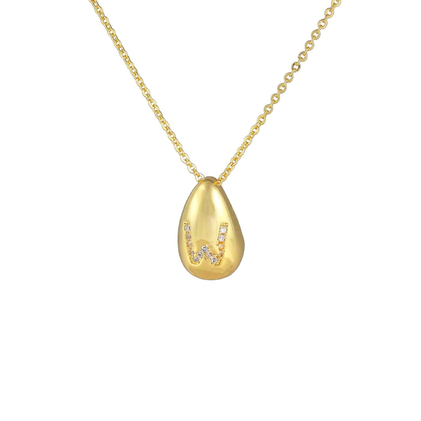 Glossy Water Drop 26 English Letter Pendant Copper-plated Gold Simple Pendant Female