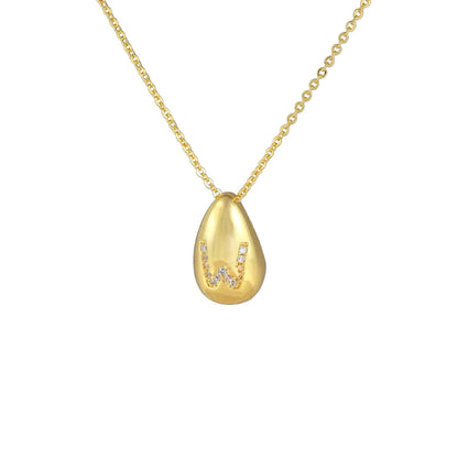 Glossy Water Drop 26 English Letter Pendant Copper-plated Gold Simple Pendant Female