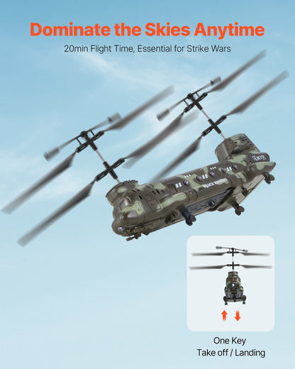 US Local RC Helicopter 3.5 Channel Military Transport Mini Aircraft Toy For Kids Present