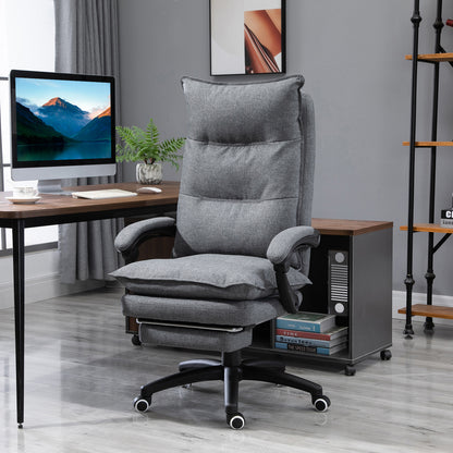 US Local Vinsetto Executive Office Chair, 360 Swivel, Adjustable Recliner With Retractable Footrest, Gray