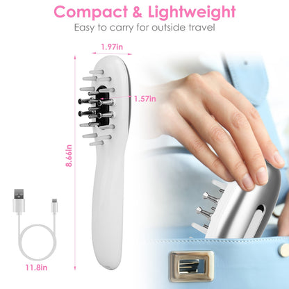 US Local 1 Pc Electric Scalp Massage Comb Microcurrent Hair Brush Handheld Head Scratcher Massager Hair Oil Applicator With Vibration Micro-Current Mode Red & Blue Light Therapy Oil Applicator