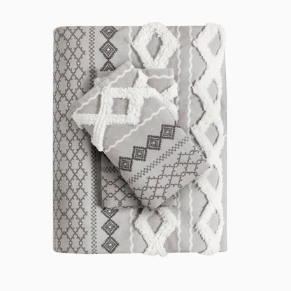 US Local King Cal King Cotton Printed Duvet Cover Set With Chenille