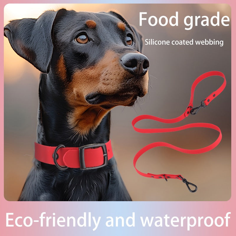 US Local Pet Silicone Collar And Leash Set Comes With A Suitable For Small And Large Dogs, Waterproof And Easy To Clean