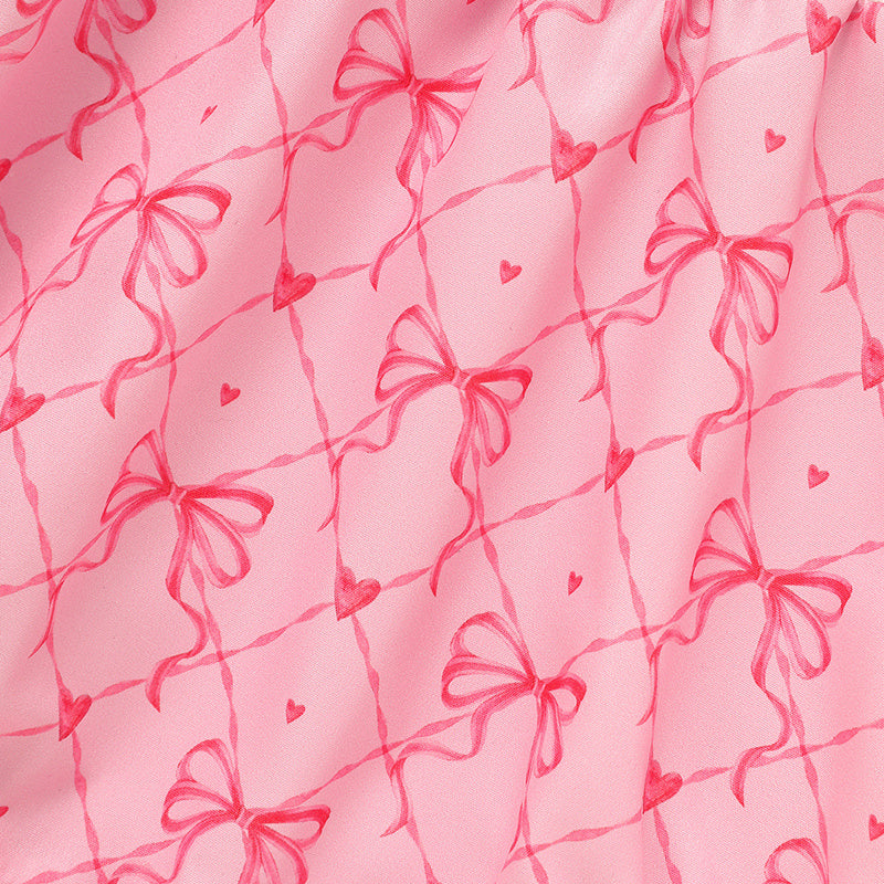 US Local Baby Girl's Bowknot Graphic Print Romper, Daddy's Girl Letter Print Triangle Jumpsuit With Bubble Sleeves