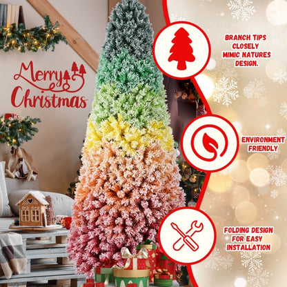 US Local 6FT 7.5FT Artificial Unlit Colorful Rainbow Hinged Christmas Tree, WITH PVC Branch Tips
