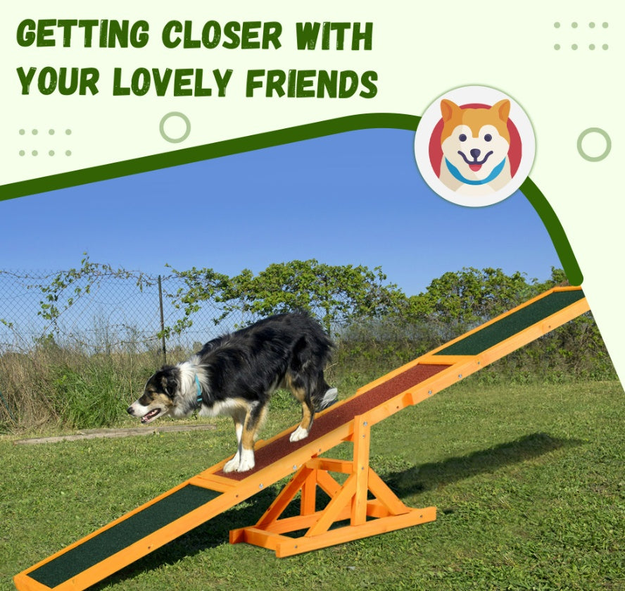 US Local Wooden Dog Agility Seesaw, Training And Exercise Equipment, Weather Resistant, 71  L, Natural