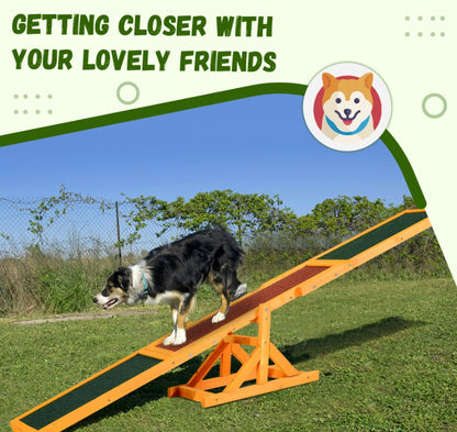 US Local Wooden Dog Agility Seesaw, Training And Exercise Equipment, Weather Resistant, 71  L, Natural